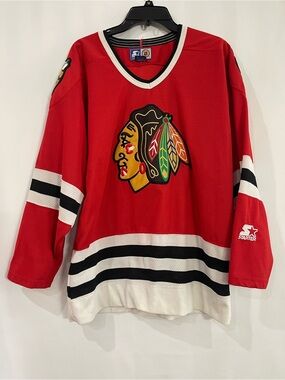 Vintage Starter Chicago Blackhawks Red Hockey Jersey 90’s NHL Jersey medium